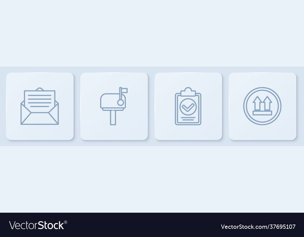 Set line envelope verification delivery list vector image Set line envelope verification delivery list