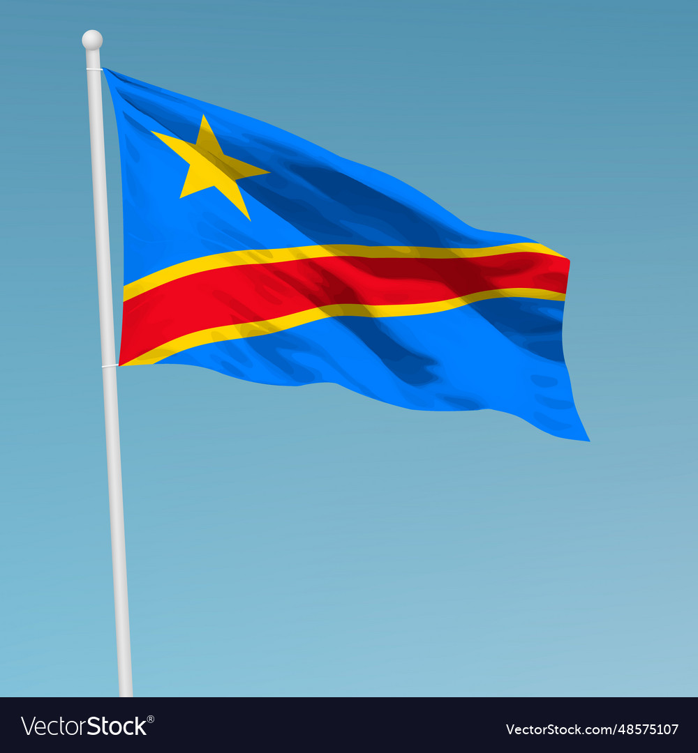 Waving flag of democratic republic the congo vector image Waving flag of democratic republic the congo