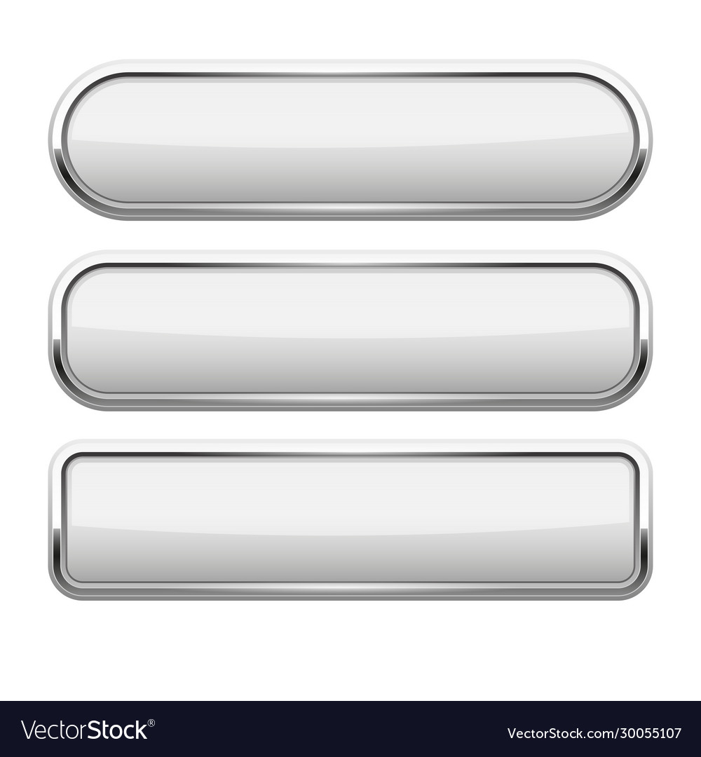 White glass button with metal frame Royalty Free Vector