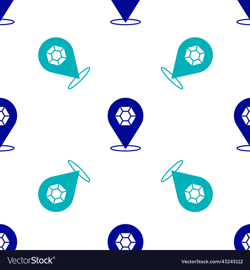 Blue gem stone icon isolated seamless pattern