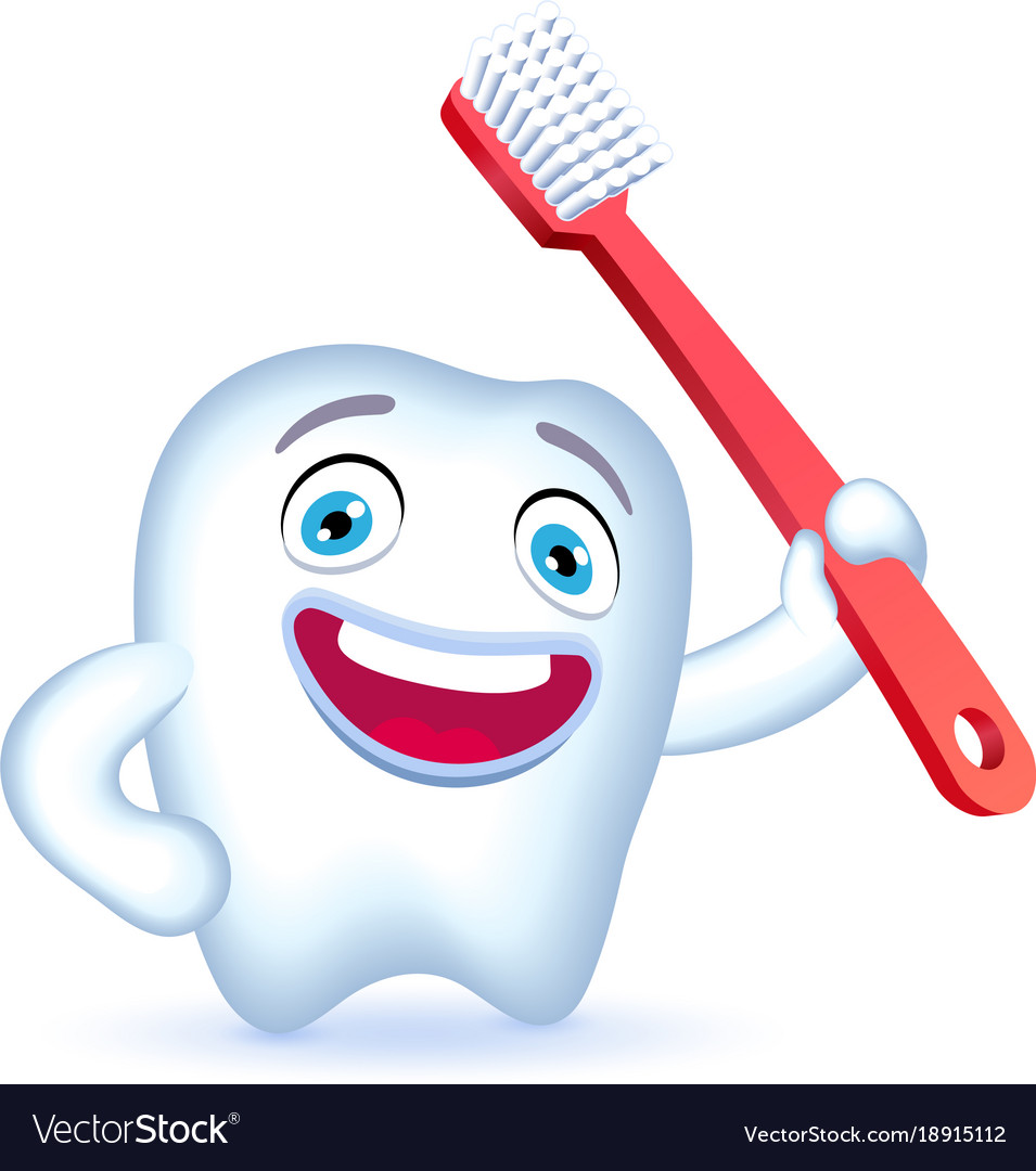 Cartoon tooth character with hand on his hip Vector Image