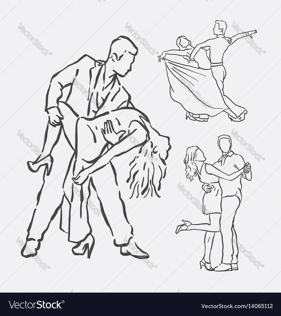 Couple dancing hand drawn style Royalty Free Vector Image