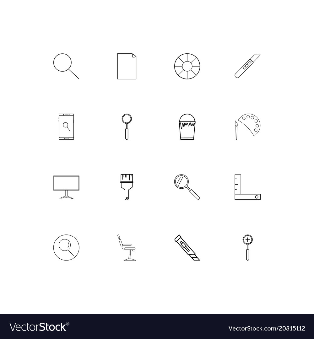 Creative process and design linear thin icons set