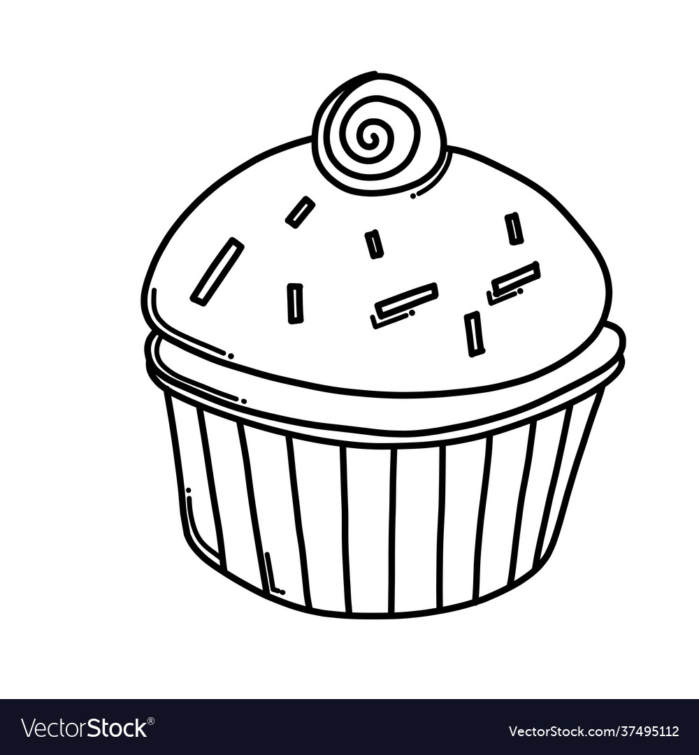 Cup cake doodle icon drawing sketch hand drawn