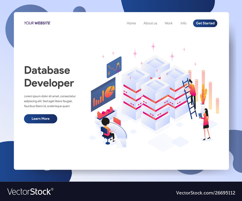 Database developer isometric concept Royalty Free Vector