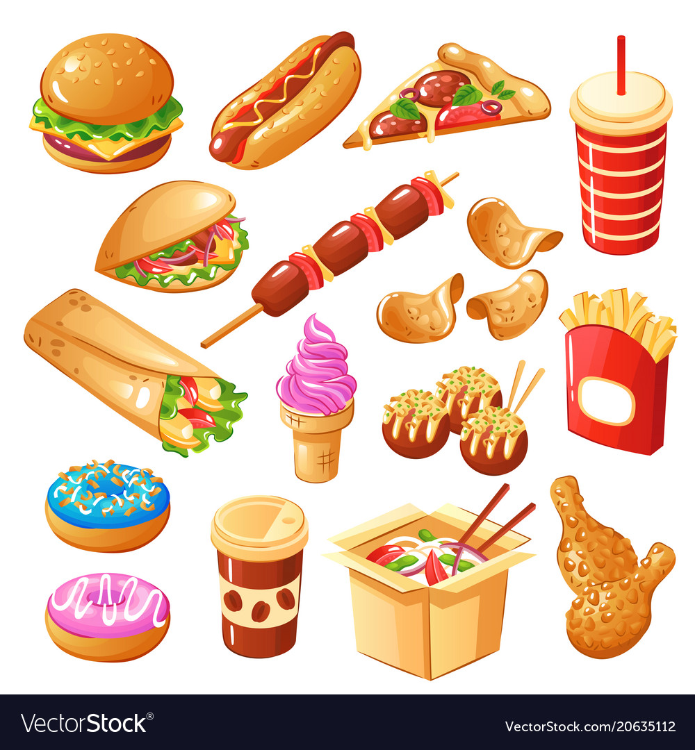 Fast food icons set Royalty Free Vector Image - VectorStock