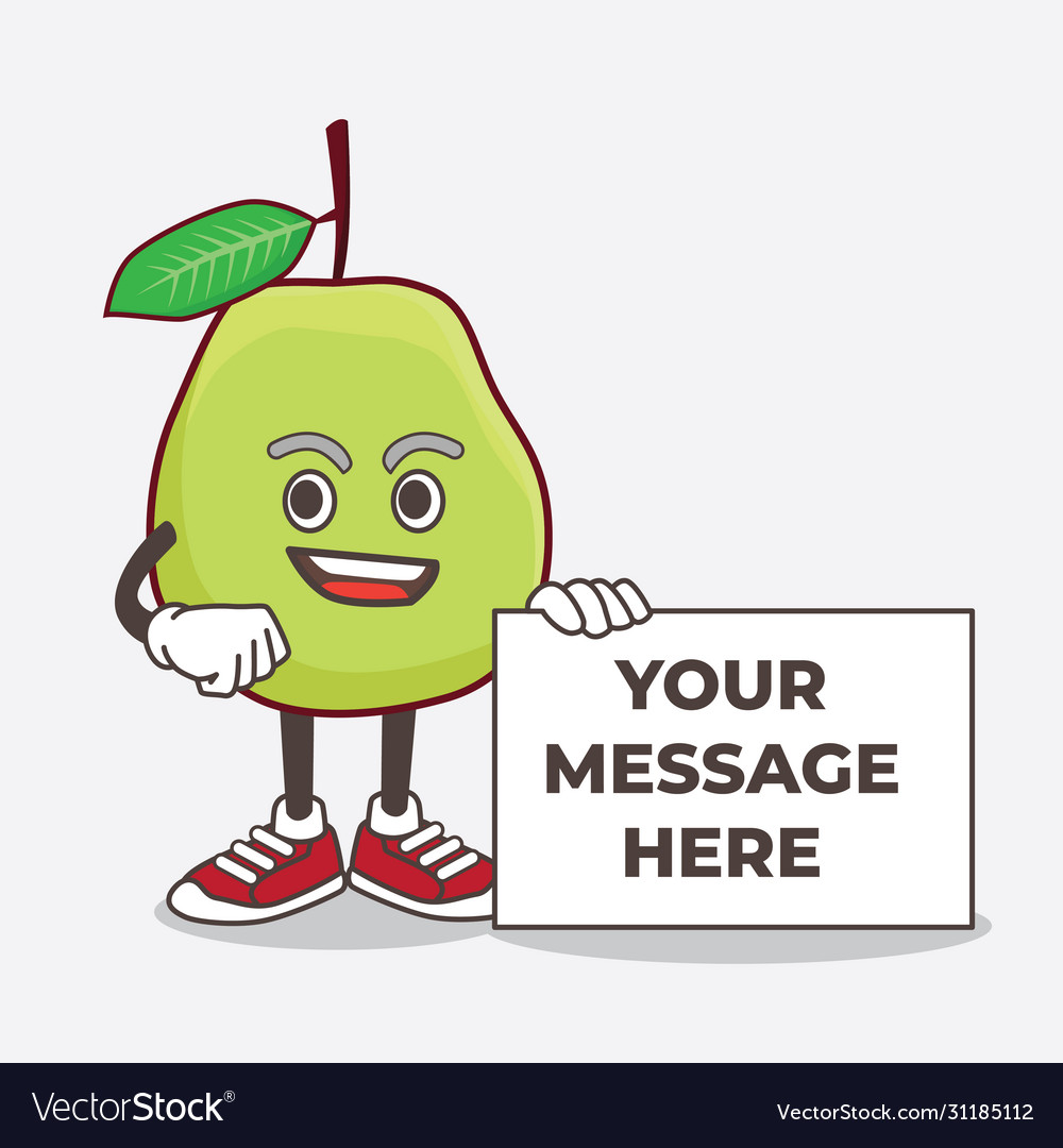 Guava fruit cartoon mascot character holding