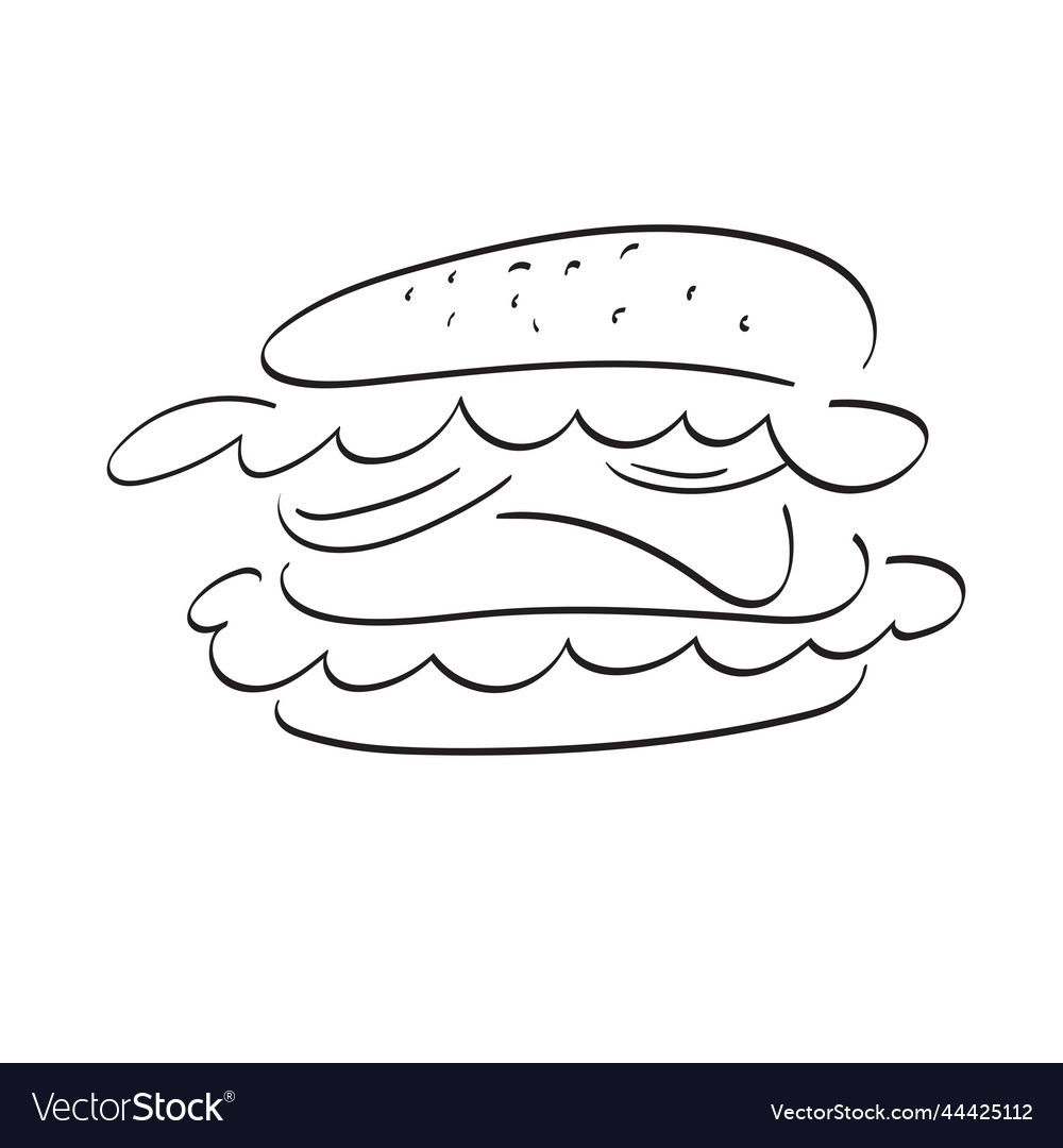 Hamburger hand drawn isolated on white