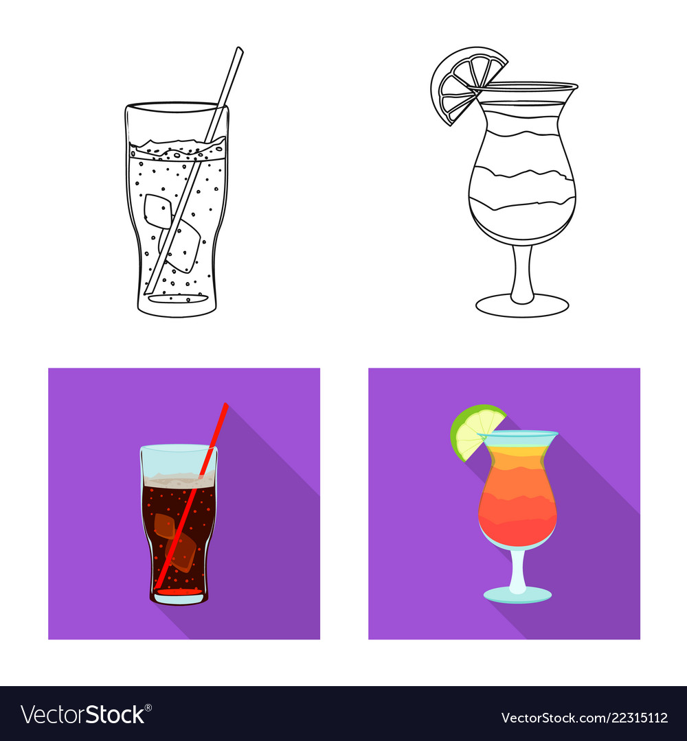 Isolated object of drink and bar sign set