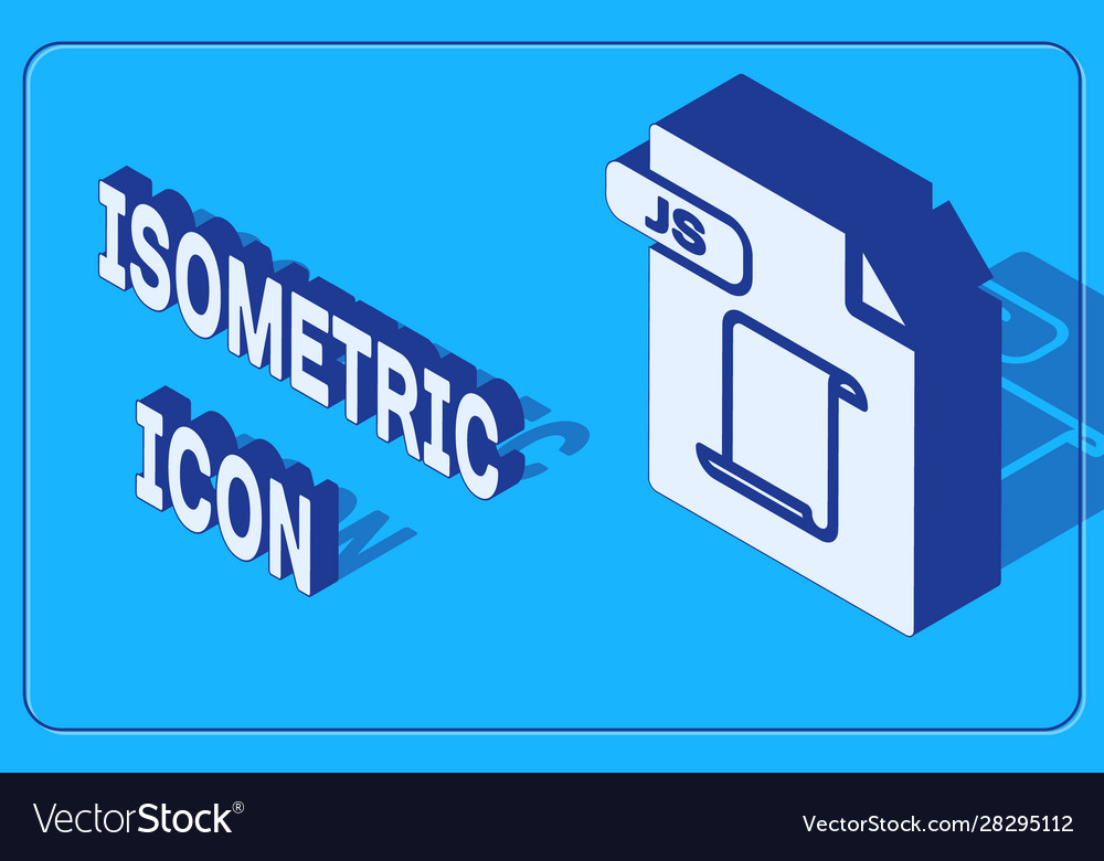 Isometric js file document download js button Vector Image