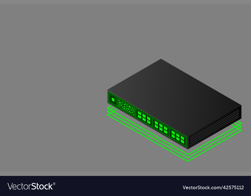 Isometric switch with up link port vector image Isometric switch with up link port