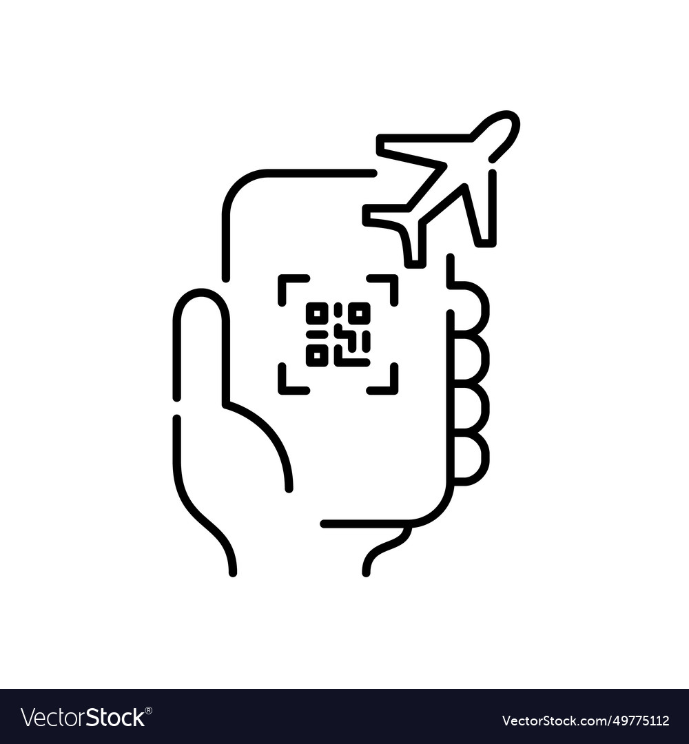 Mobile App For Airplane Tickets Qr Code And Plane Vector Image