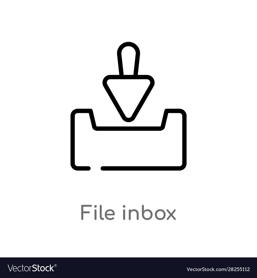 Outline file inbox icon isolated black simple