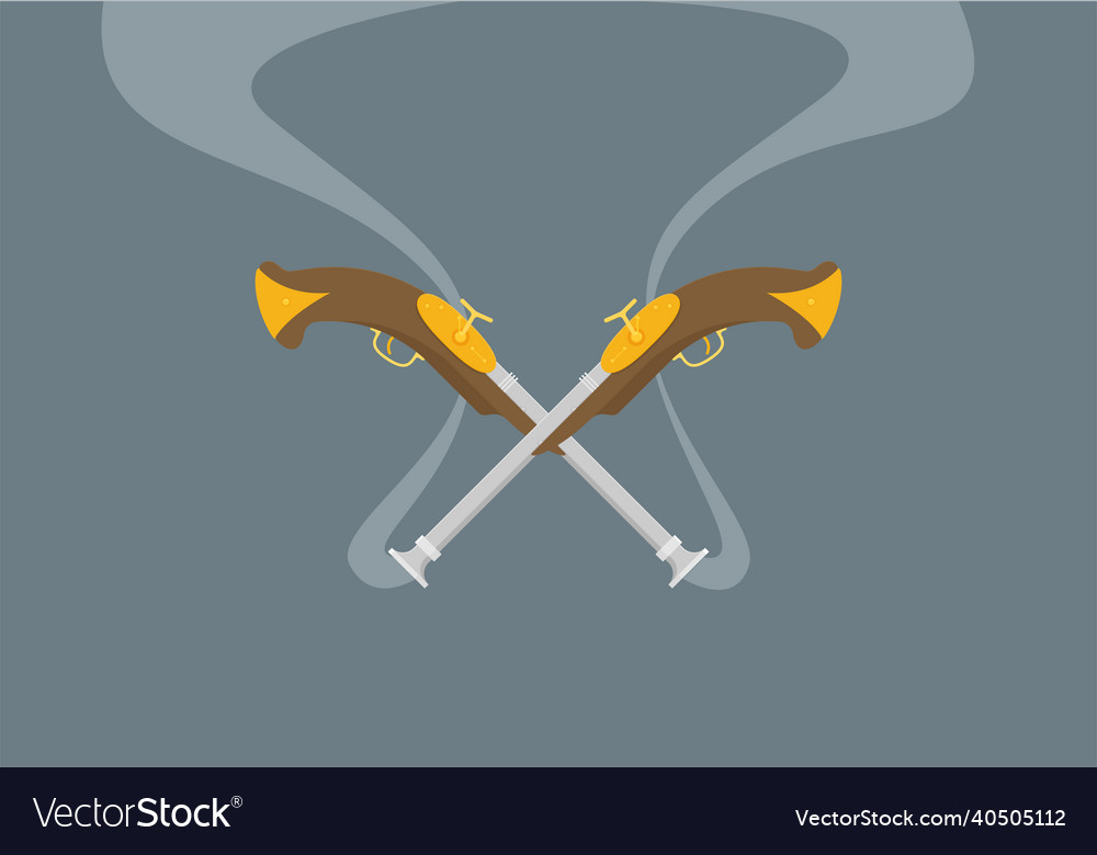 Pirate pistols flat isolated on background