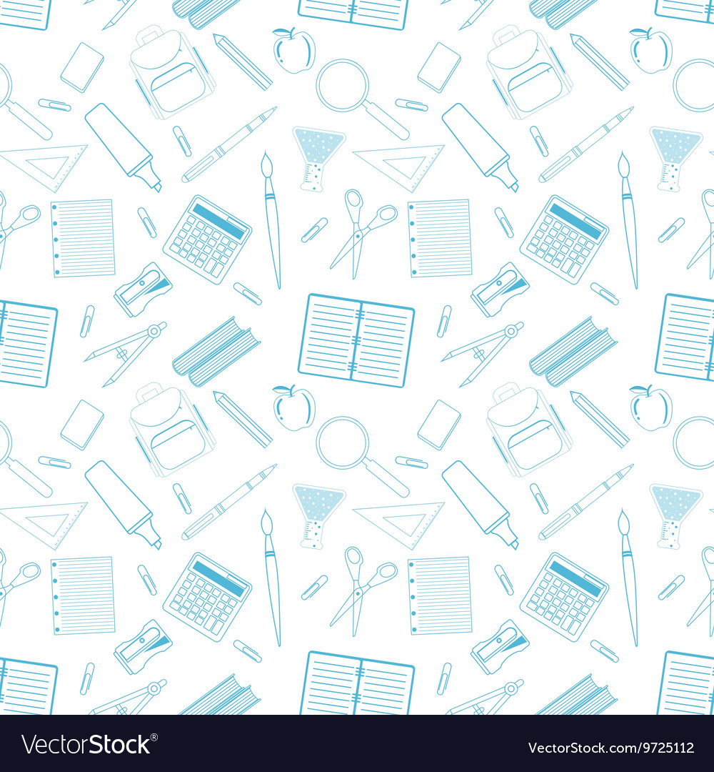 Seamless pattern with different school objects