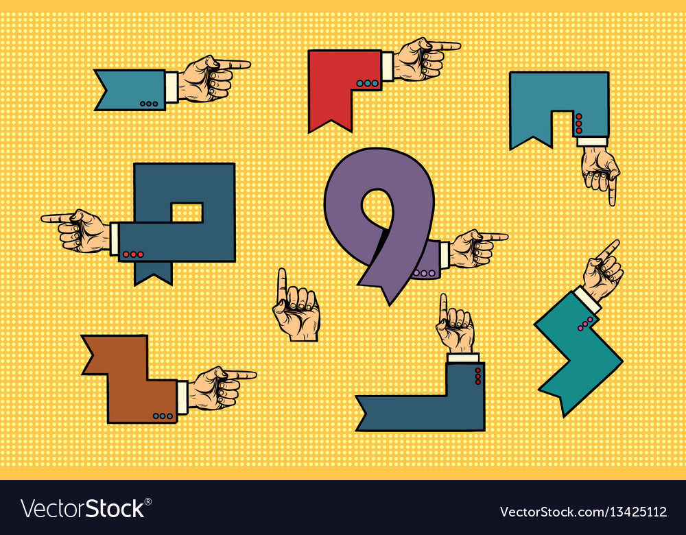 Set of business hand signs arrows isolated Vector Image