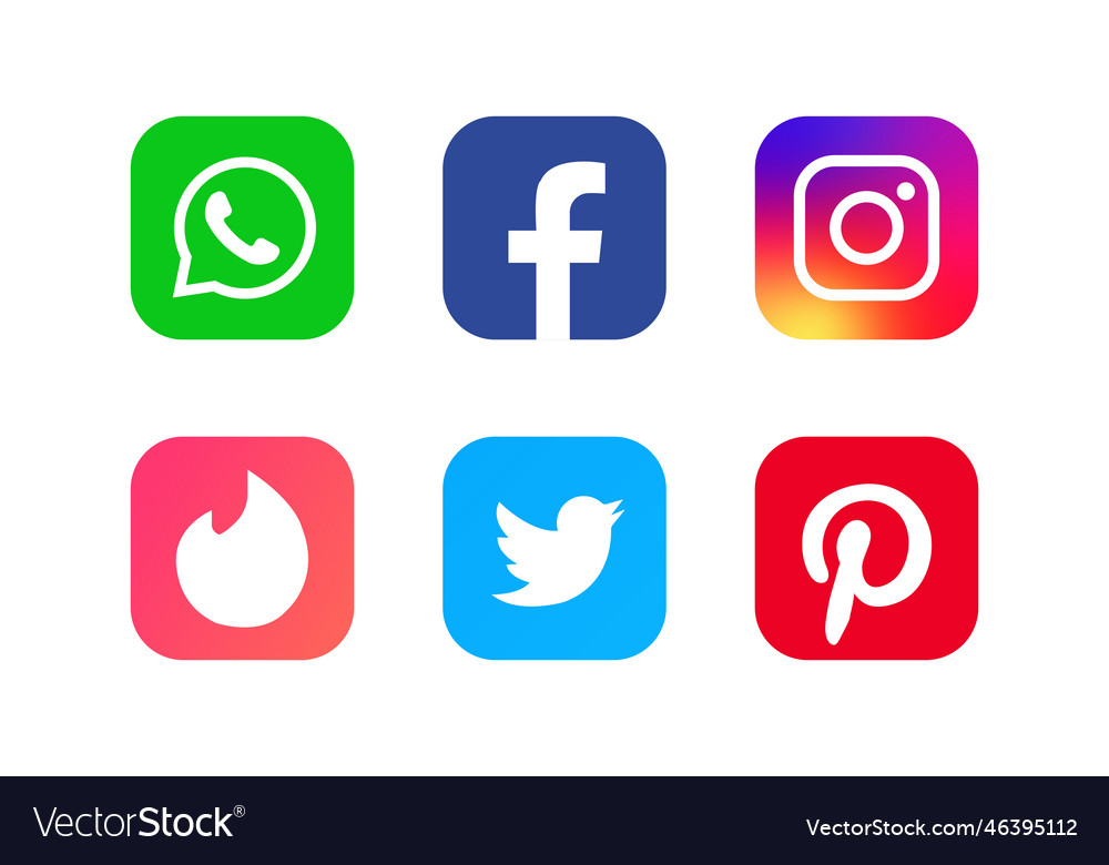 Set of social networking icons web design flat