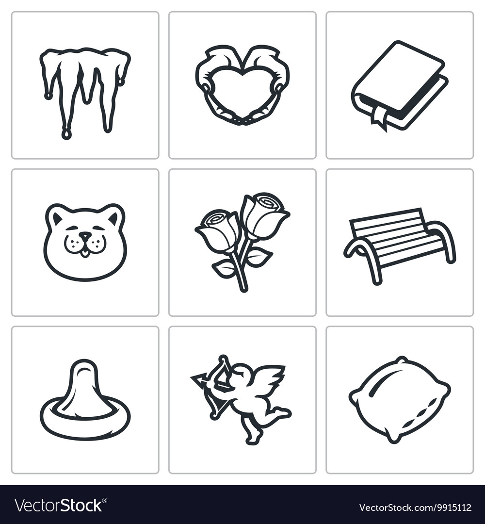 Set of spring dating icons melting