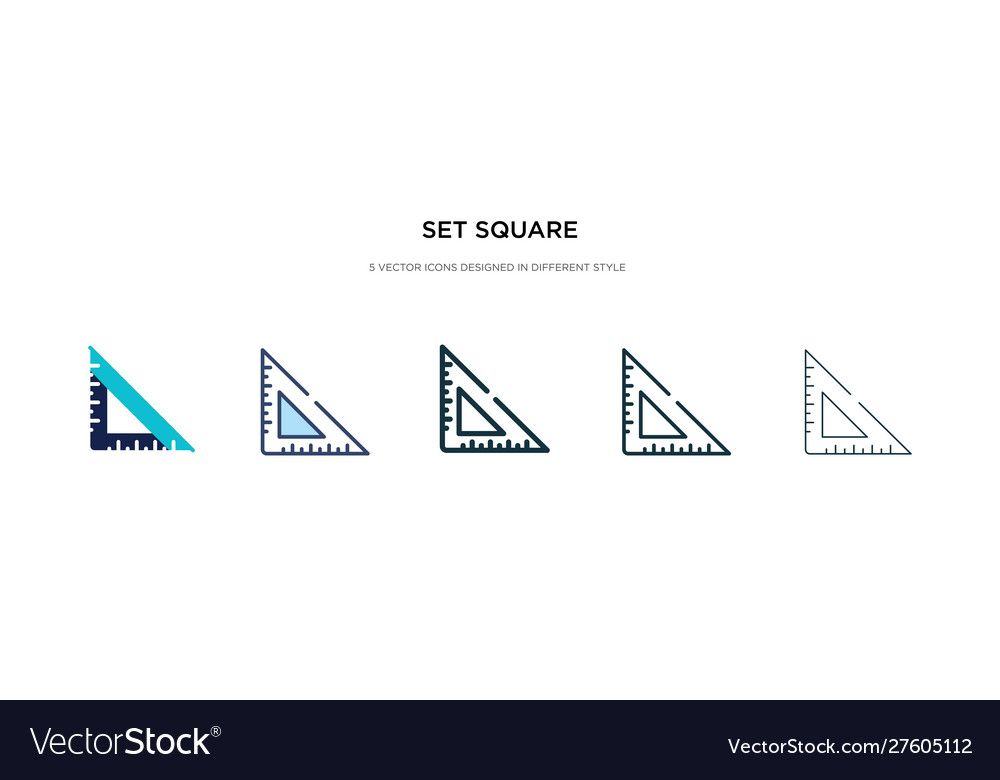 Set square icon in different style two colored