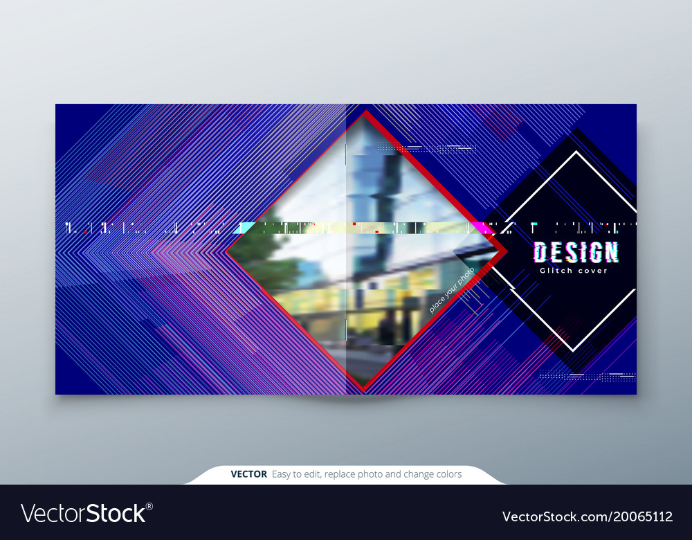 trendy glitch cover design template for sqaure vector image