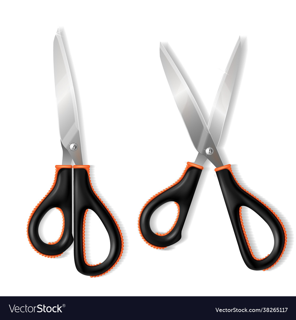 3d realistic scissors with rubber handle