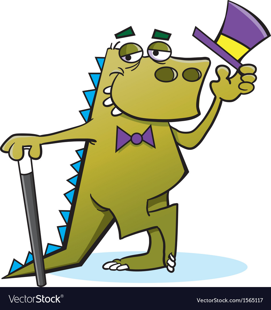 Cartoon Dinosaur Wearing a Top Hat