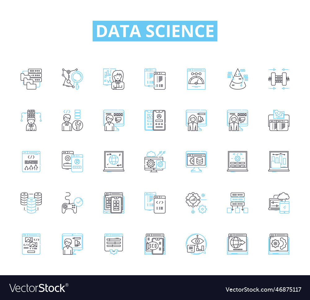 Data science linear icons set analytics vector image Data science linear icons set analytics