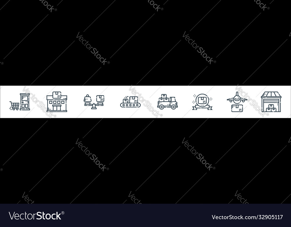 Delivery line icons linear set quality