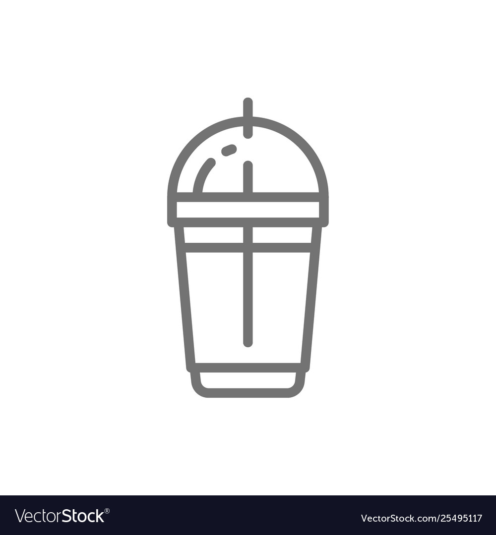 Disposable cup with milkshake takeaway line icon vector image Disposable cup with milkshake takeaway line icon