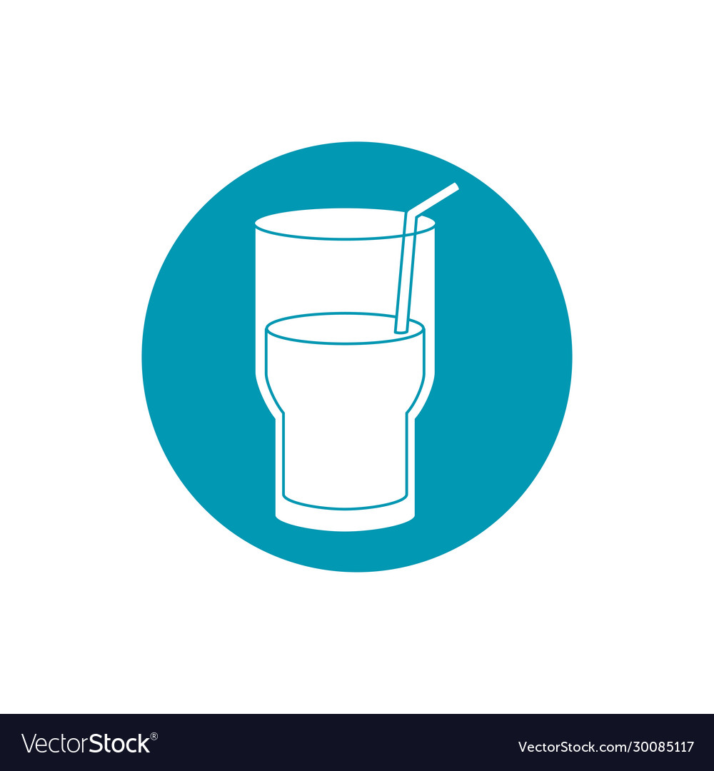 Drinks fresh glass cup water with straw blue block