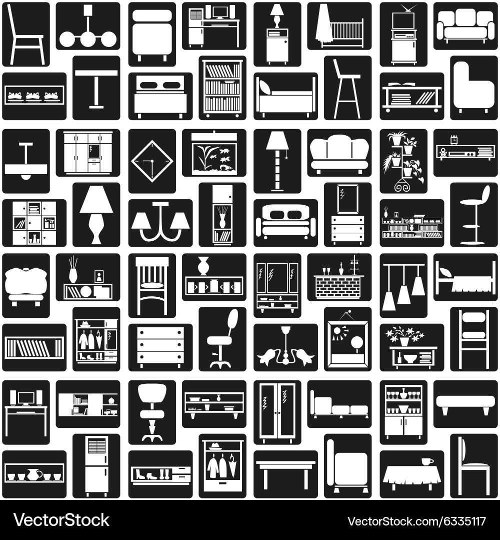 Furniture icons black Royalty Free Vector Image