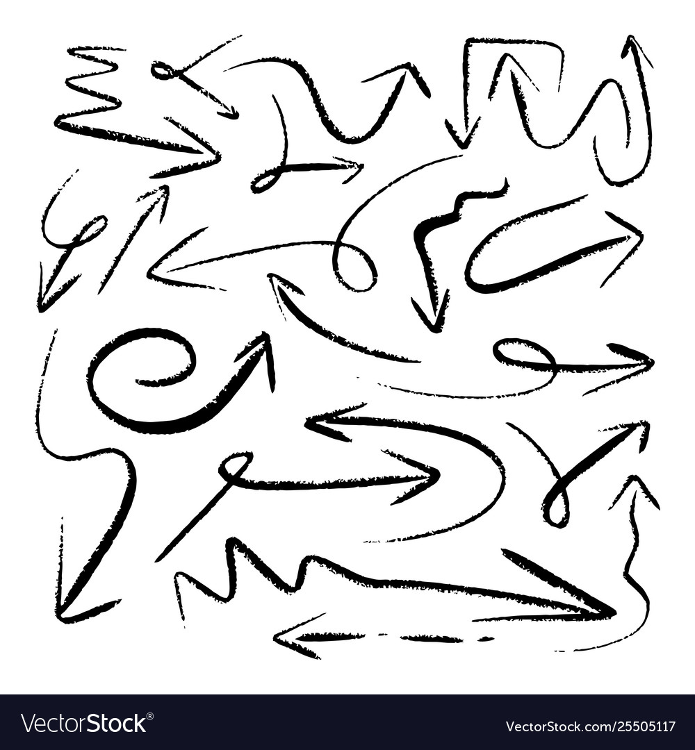 Grunge sketch handmade watercolor doodle arrow vector image Grunge sketch handmade watercolor doodle arrow