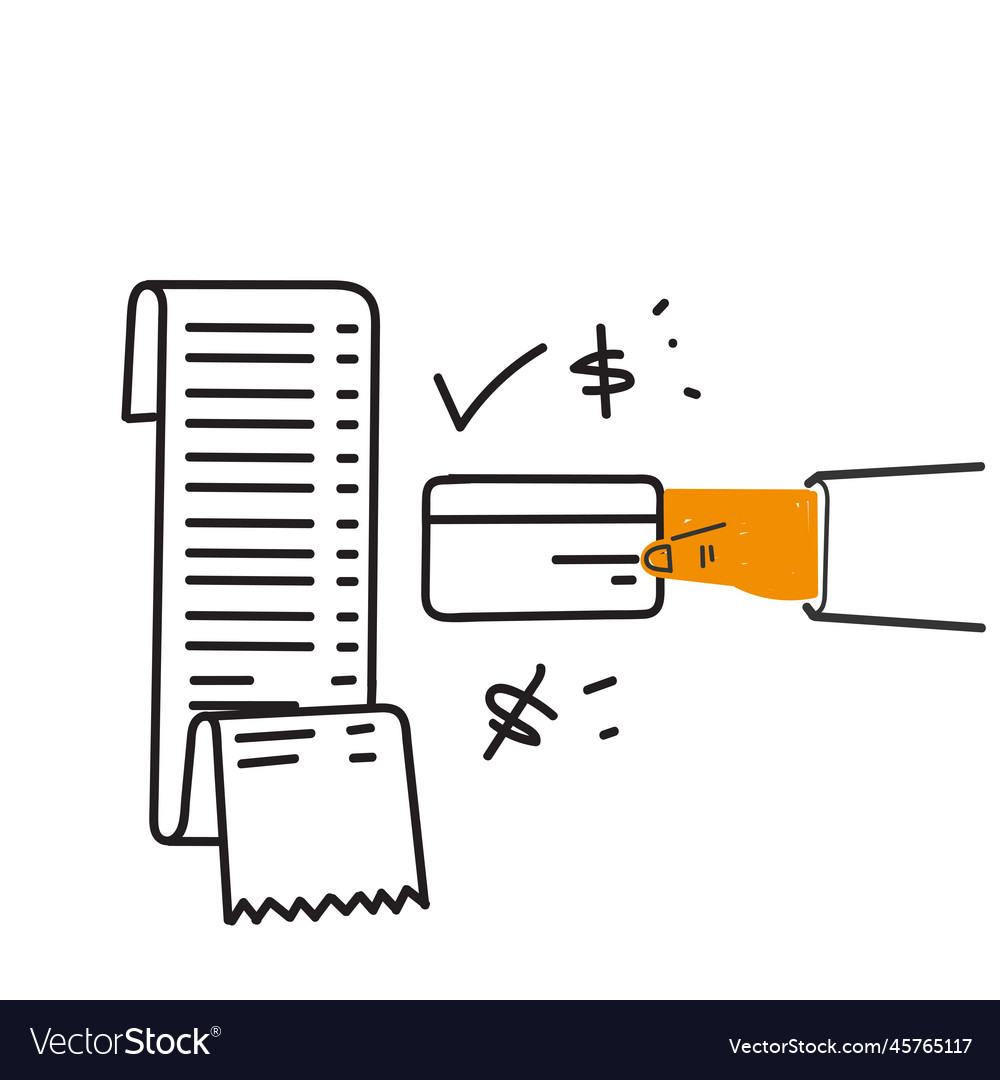 Hand drawn doodle pay invoice bill receipt