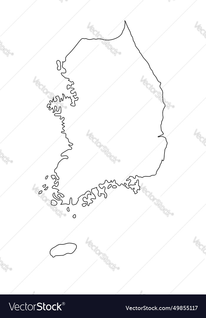 Highly detailed south korea map with borders