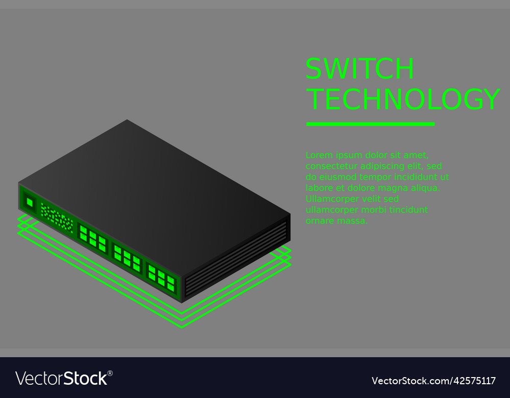 Isometric switch with up link port vector image Isometric switch with up link port