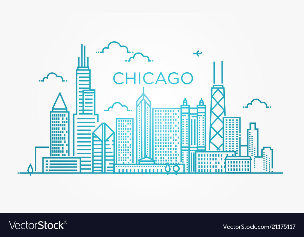 Linear banner of chicago city vector image Linear banner of chicago city