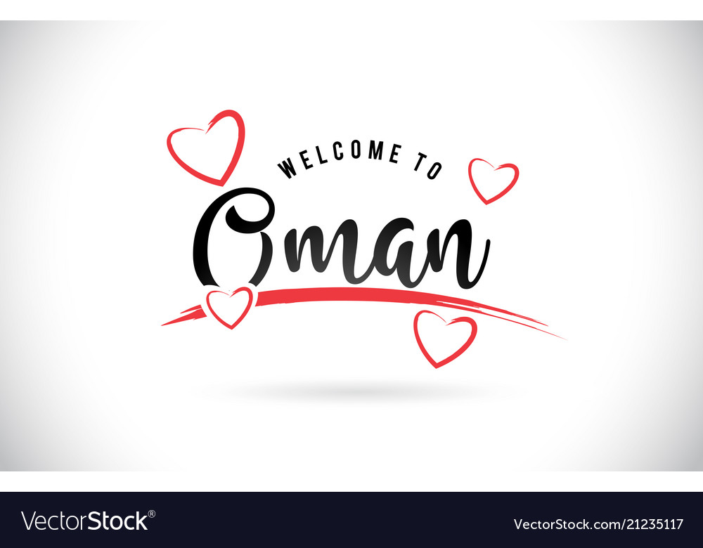 Oman to word text with handwritten font Vector Image