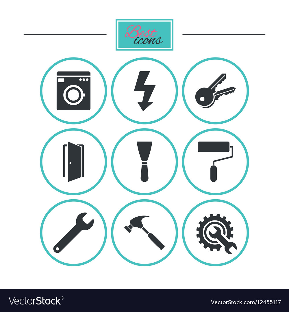 Repair Construction Icons Electricity Keys Vector Image