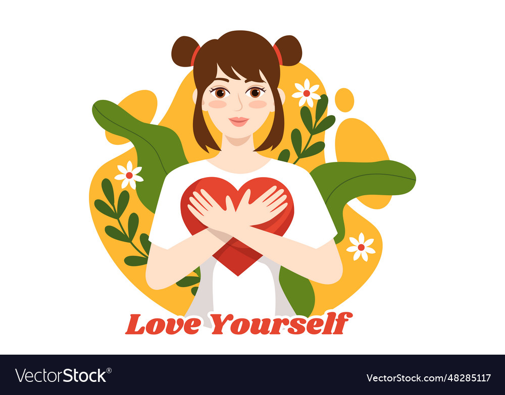 Self love with women love yourself relaxation Vector Image