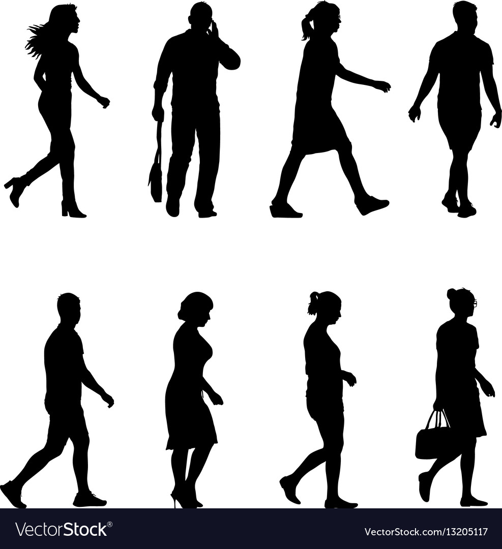 Set black silhouettes of beautiful man and woman