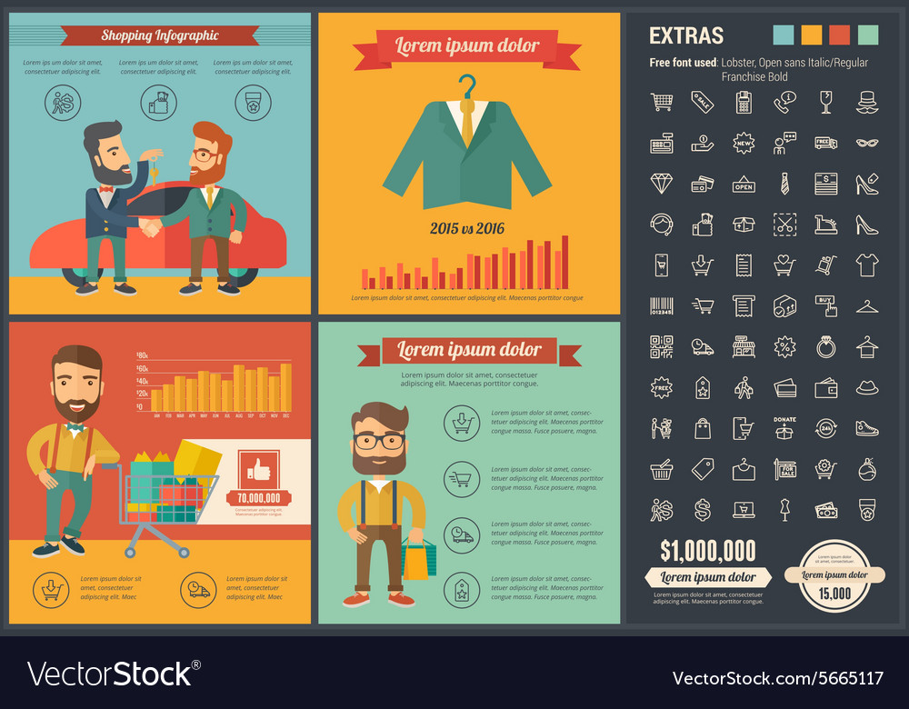 Shopping flat design infographic template Vector Image