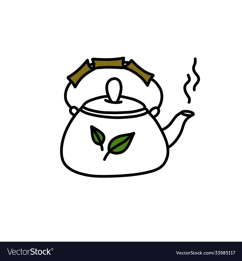 Teapot doodle icon color cute