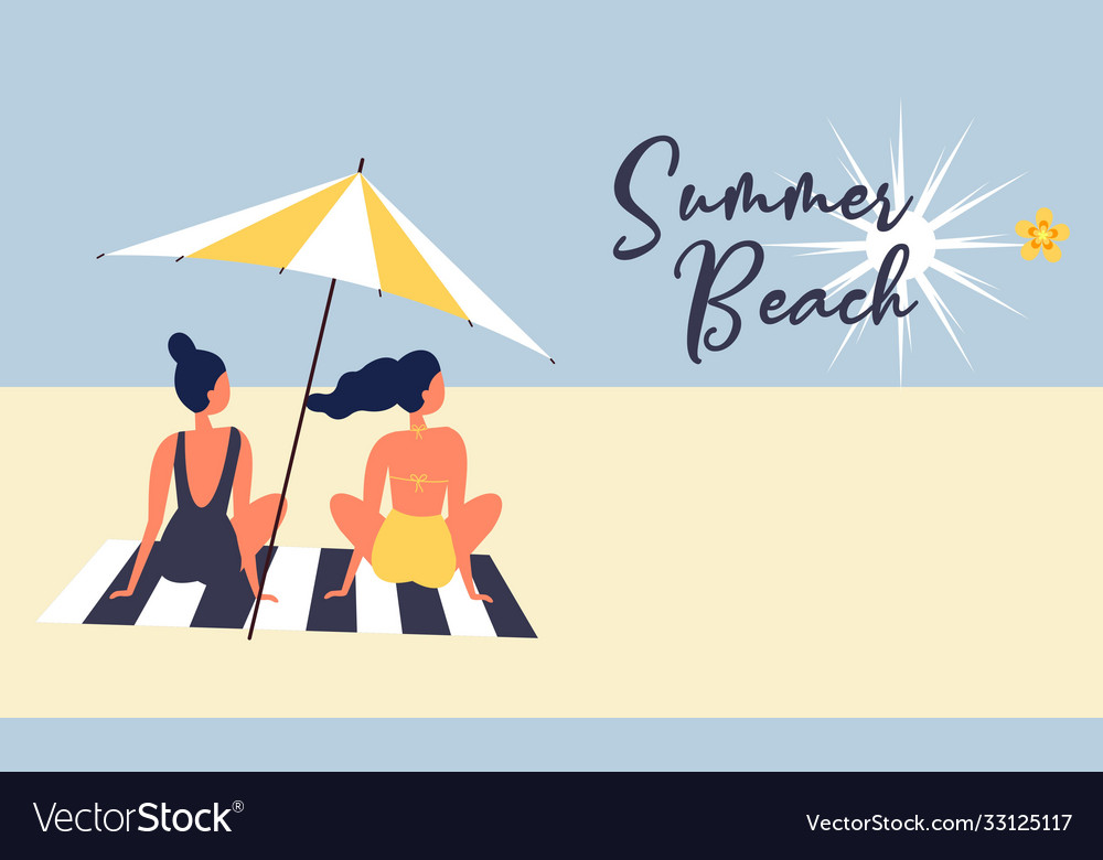 Urlaub am Meer Resort Frauen gekleidet vector image Urlaub am Meer Resort Frauen gekleidet