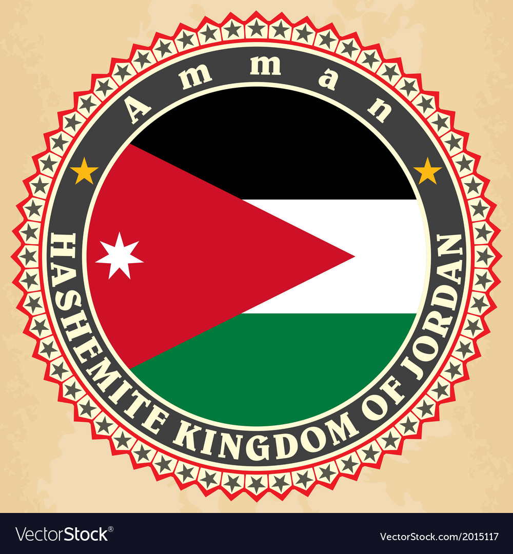 Vintage label cards jordan flag Royalty Free Vector Image