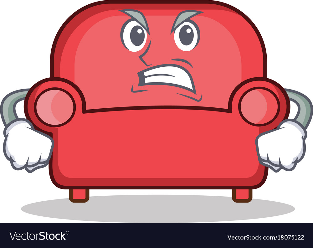 Angry red sofa character cartoon