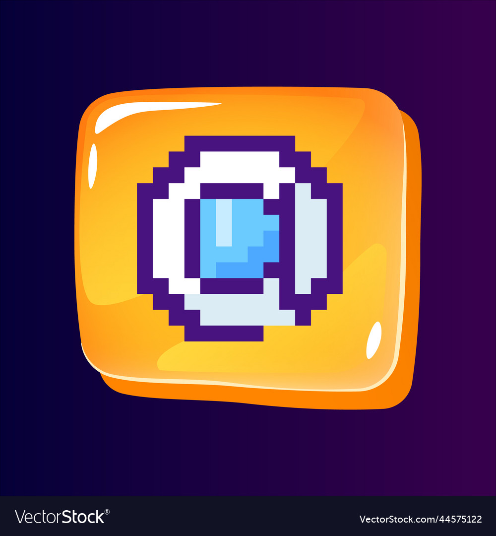 At sign glossy ui button with pixelated color icon vector image At sign glossy ui button with pixelated color icon