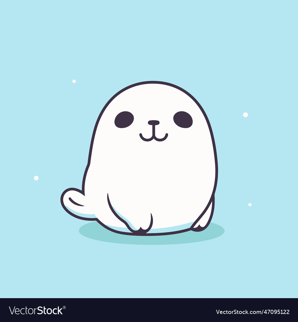 Cute kawaii seal chibi mascot cartoon style