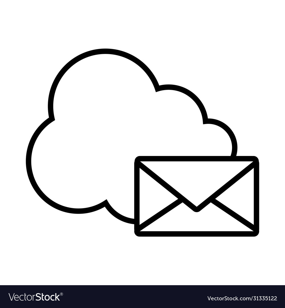Envelope and cloud computing line style icon