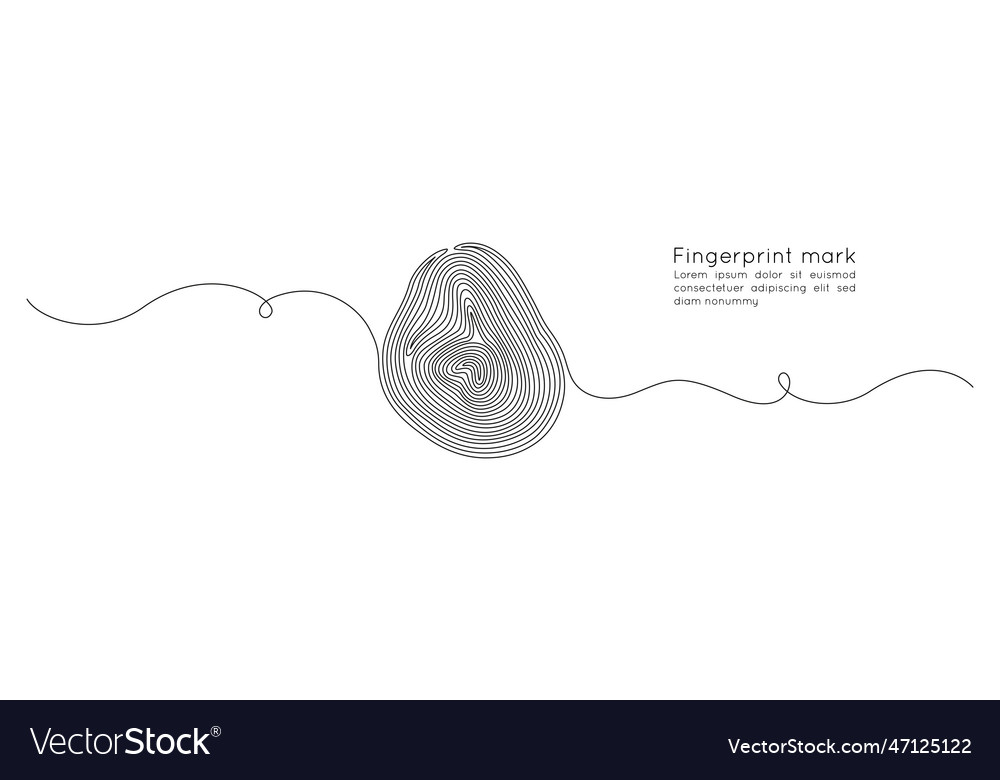 Fingerprint in one continuous line drawing vector image Fingerprint in one continuous line drawing