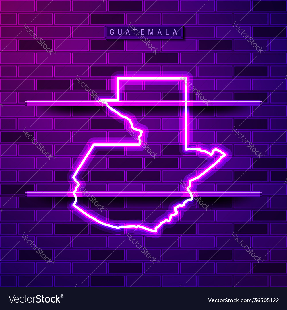 Guatemala map glowing purple neon lamp sign Vector Image